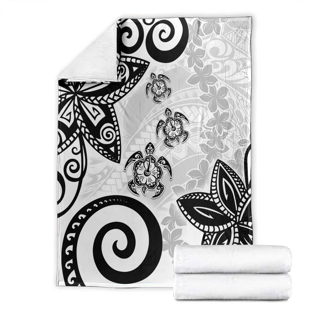 Polynesia Blanket White Tribal Turtle Floral Pattern LT05 - Polynesian Pride
