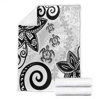Polynesia Blanket White Tribal Turtle Floral Pattern LT05 - Polynesian Pride