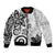 Polynesia Bomber Jacket White Tribal Turtle Floral Pattern