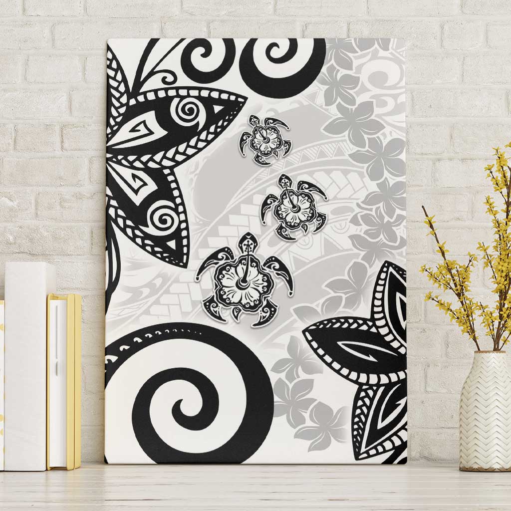 Polynesia Canvas Wall Art White Tribal Turtle Floral Pattern LT05 Without Frame White - Polynesian Pride