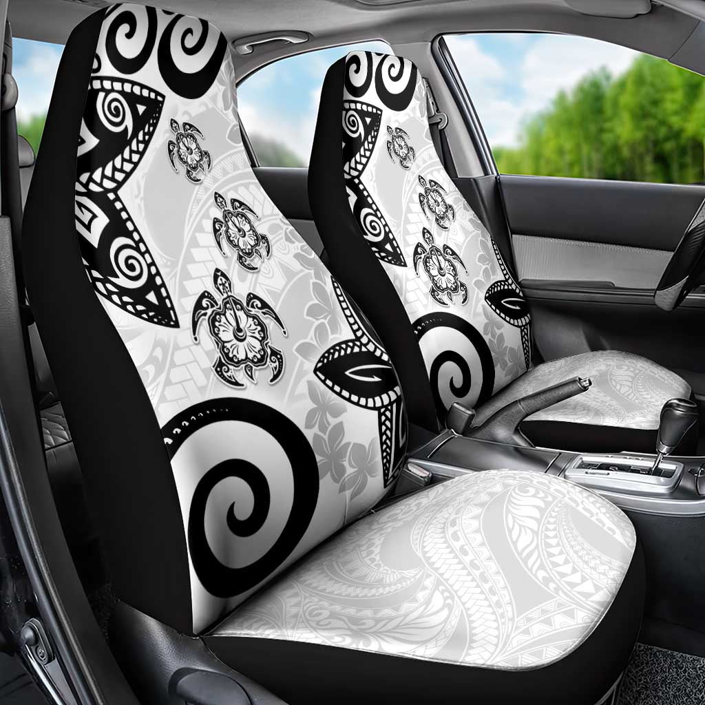 Polynesia Car Seat Cover White Tribal Turtle Floral Pattern LT05 - Polynesian Pride