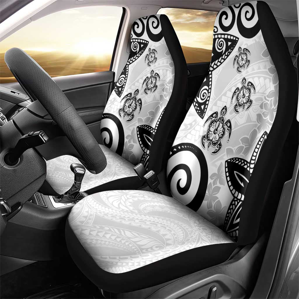 Polynesia Car Seat Cover White Tribal Turtle Floral Pattern LT05 - Polynesian Pride