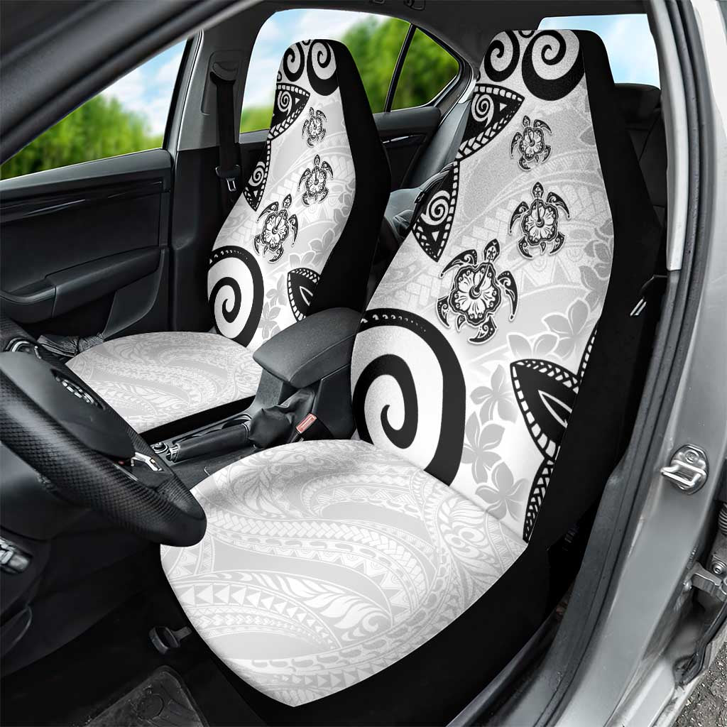 Polynesia Car Seat Cover White Tribal Turtle Floral Pattern LT05 - Polynesian Pride