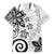 Polynesia Family Matching Off Shoulder Maxi Dress and Hawaiian Shirt White Tribal Turtle Floral Pattern