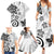 Polynesia Family Matching Summer Maxi Dress and Hawaiian Shirt White Tribal Turtle Floral Pattern