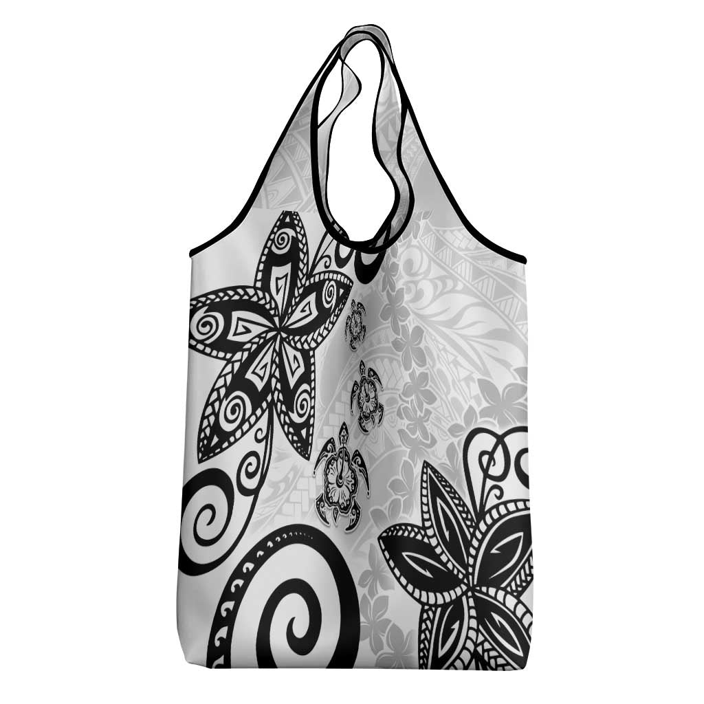 Polynesia Grocery Bag White Tribal Turtle Floral Pattern LT05 - Polynesian Pride
