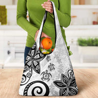 Polynesia Grocery Bag White Tribal Turtle Floral Pattern LT05 - Polynesian Pride