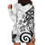 Polynesia Hoodie Dress White Tribal Turtle Floral Pattern