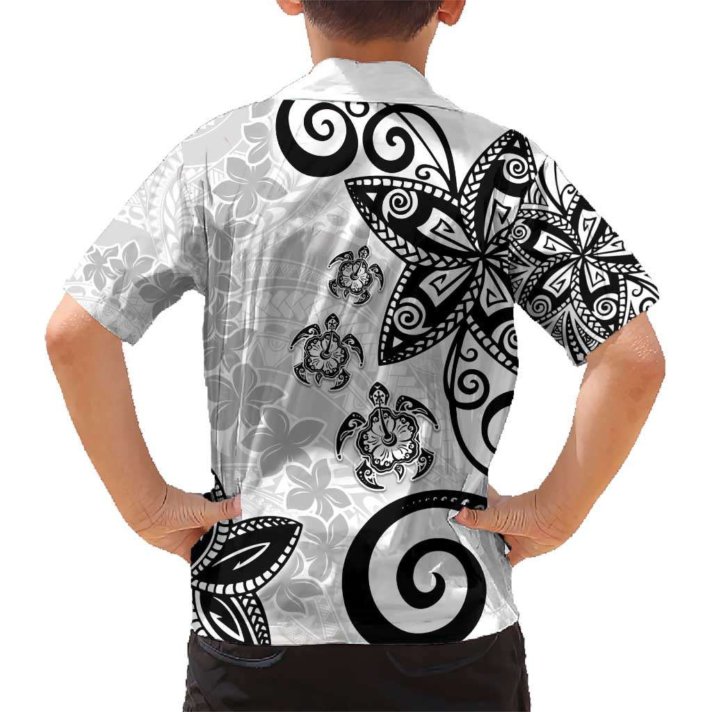 Polynesia Kid Hawaiian Shirt White Tribal Turtle Floral Pattern LT05 - Polynesian Pride
