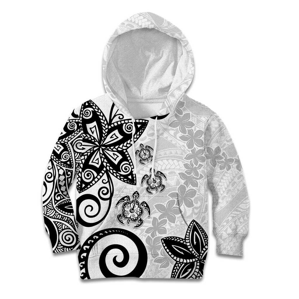 Polynesia Kid Hoodie White Tribal Turtle Floral Pattern LT05 Hoodie White - Polynesian Pride