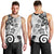 Polynesia Men Tank Top White Tribal Turtle Floral Pattern