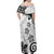 Polynesia Off Shoulder Maxi Dress White Tribal Turtle Floral Pattern