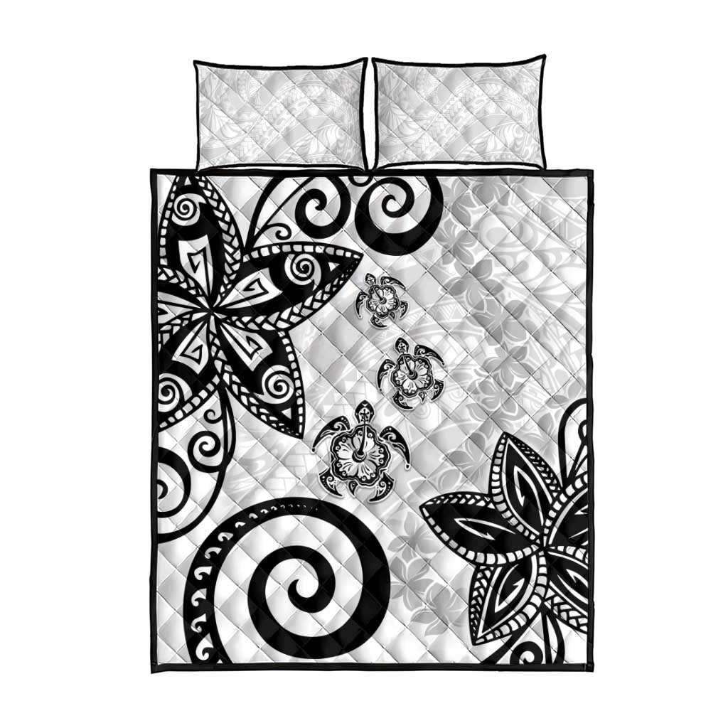 Polynesia Quilt Bed Set White Tribal Turtle Floral Pattern LT05 - Polynesian Pride