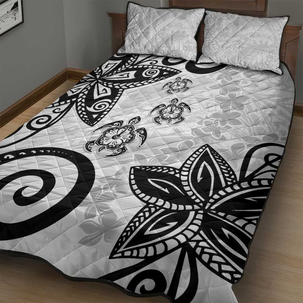 Polynesia Quilt Bed Set White Tribal Turtle Floral Pattern LT05 - Polynesian Pride