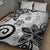 Polynesia Quilt Bed Set White Tribal Turtle Floral Pattern