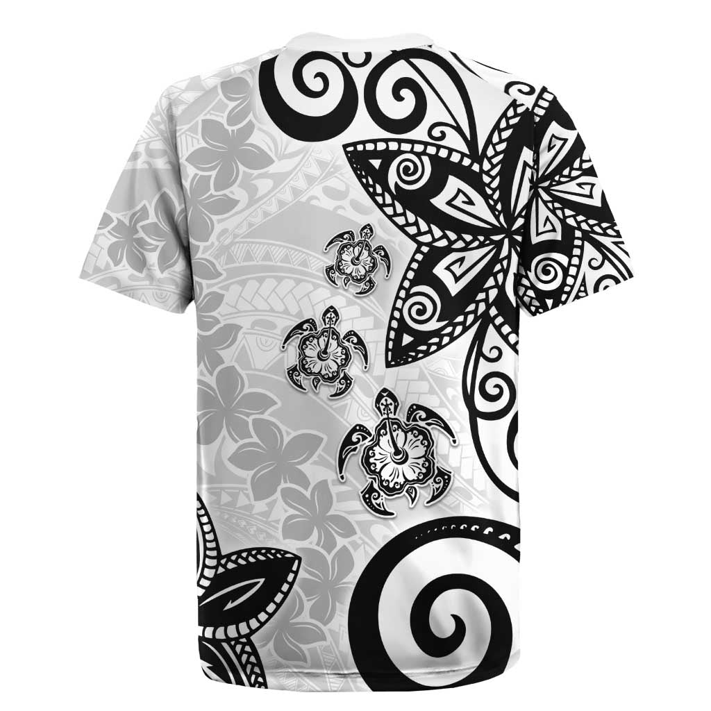Polynesia Rugby Jersey White Tribal Turtle Floral Pattern LT05 - Polynesian Pride