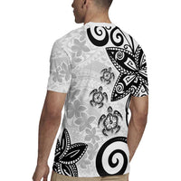 Polynesia Rugby Jersey White Tribal Turtle Floral Pattern LT05 - Polynesian Pride