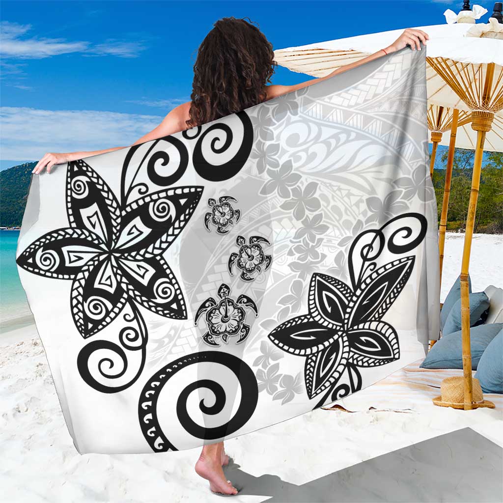 Polynesia Sarong White Tribal Turtle Floral Pattern LT05 One Size 44 x 66 inches White - Polynesian Pride