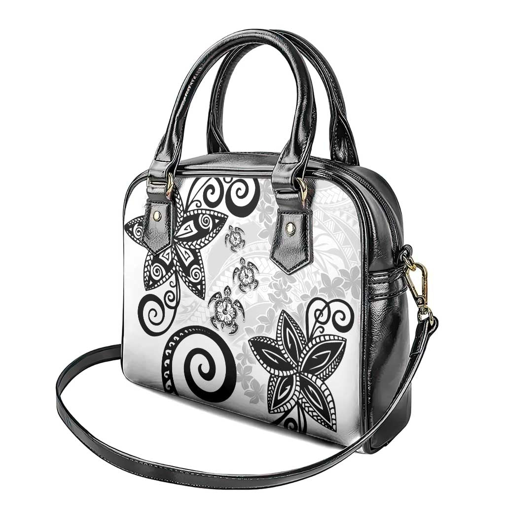 Polynesia Shoulder Handbag White Tribal Turtle Floral Pattern LT05 - Polynesian Pride