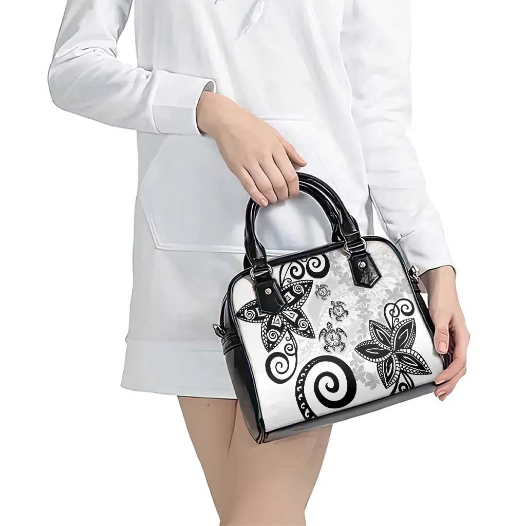 Polynesia Shoulder Handbag White Tribal Turtle Floral Pattern LT05 - Polynesian Pride