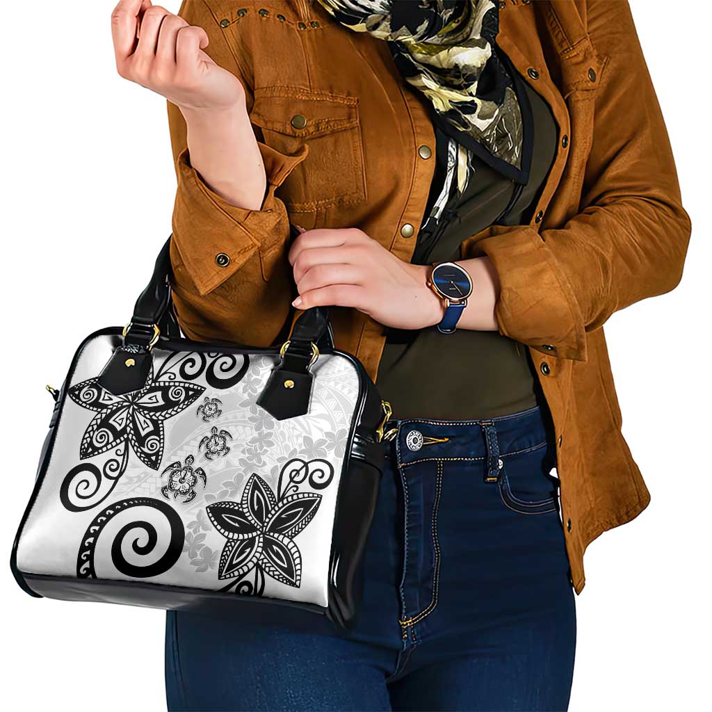 Polynesia Shoulder Handbag White Tribal Turtle Floral Pattern LT05 - Polynesian Pride