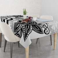 Polynesia Tablecloth White Tribal Turtle Floral Pattern LT05 - Polynesian Pride