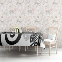 Polynesia Tablecloth White Tribal Turtle Floral Pattern LT05 - Polynesian Pride