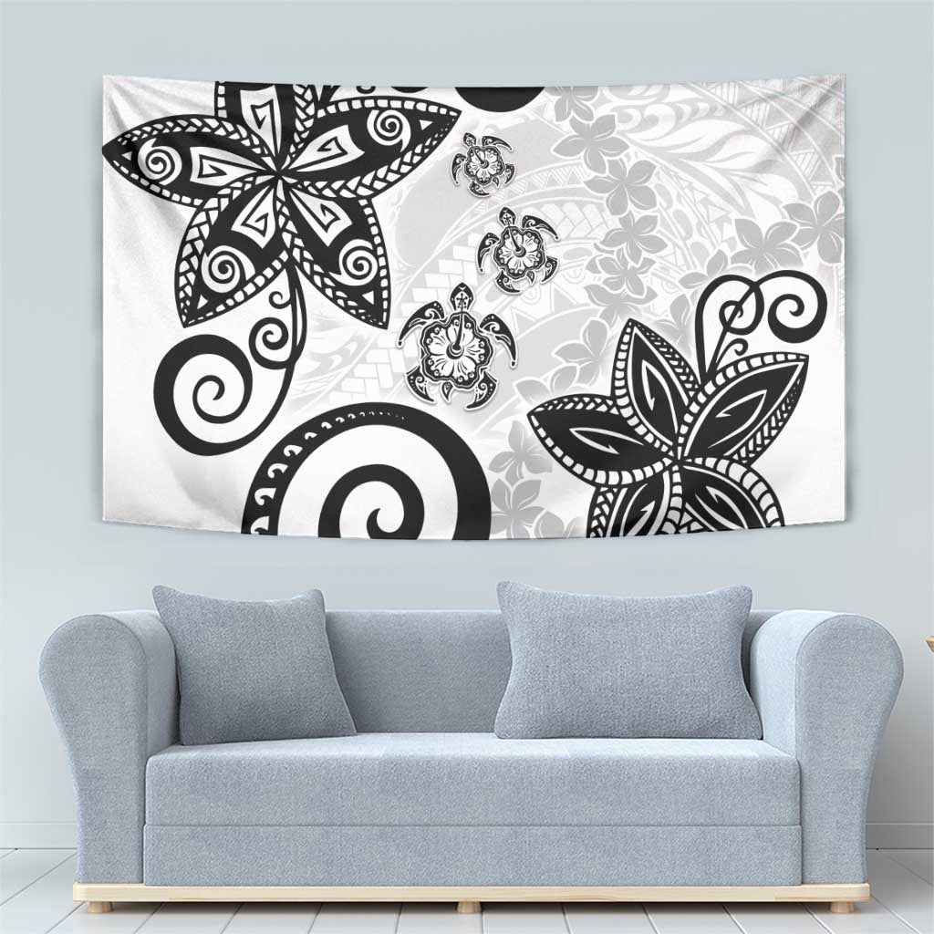 Polynesia Tapestry White Tribal Turtle Floral Pattern LT05 - Polynesian Pride