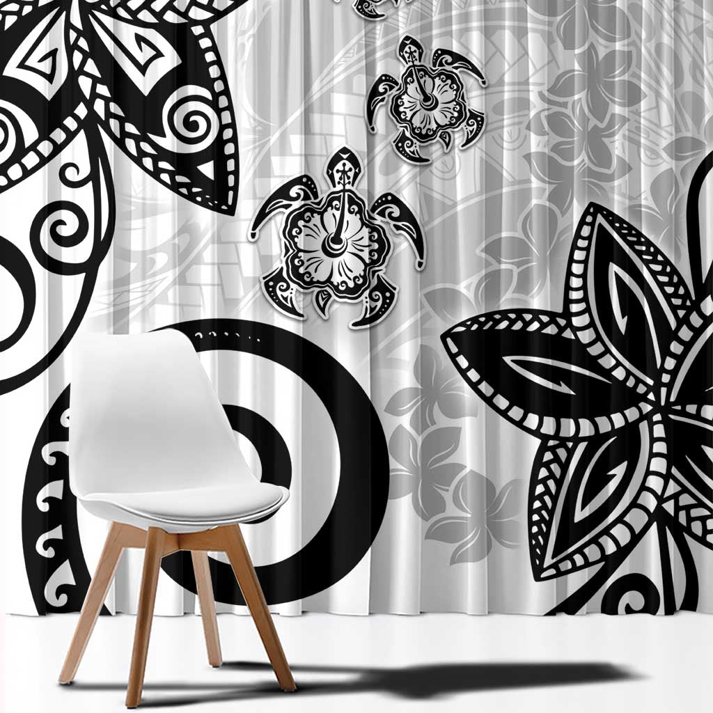 Polynesia Window Curtain White Tribal Turtle Floral Pattern LT05 - Polynesian Pride