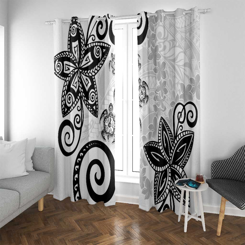 Polynesia Window Curtain White Tribal Turtle Floral Pattern LT05 With Grommets White - Polynesian Pride