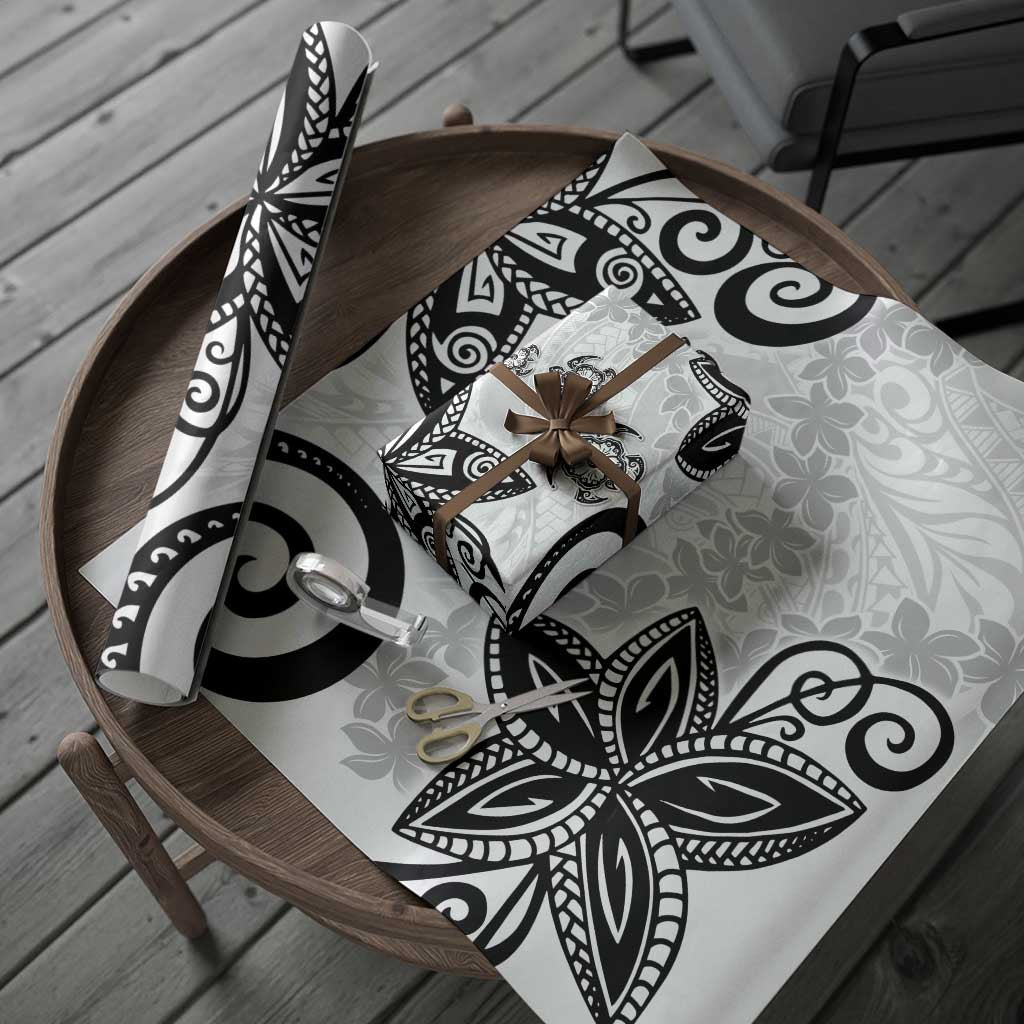 Polynesia Wrapping Paper White Tribal Turtle Floral Pattern LT05 - Polynesian Pride