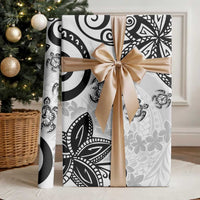 Polynesia Wrapping Paper White Tribal Turtle Floral Pattern LT05 - Polynesian Pride