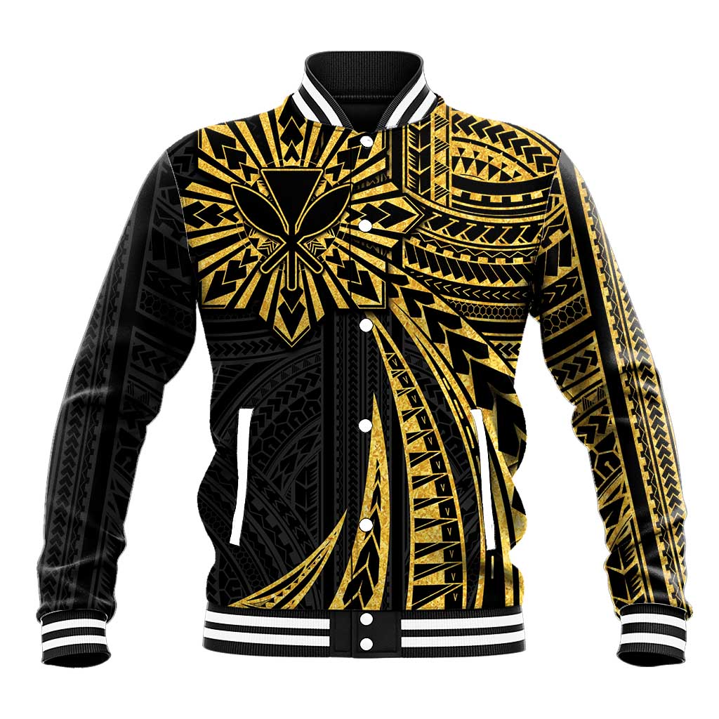 Hawaii And Philippines Baseball Jacket Kanaka Maoli With Tribal Sun Together Gold LT05 Unisex Gold - Polynesian Pride
