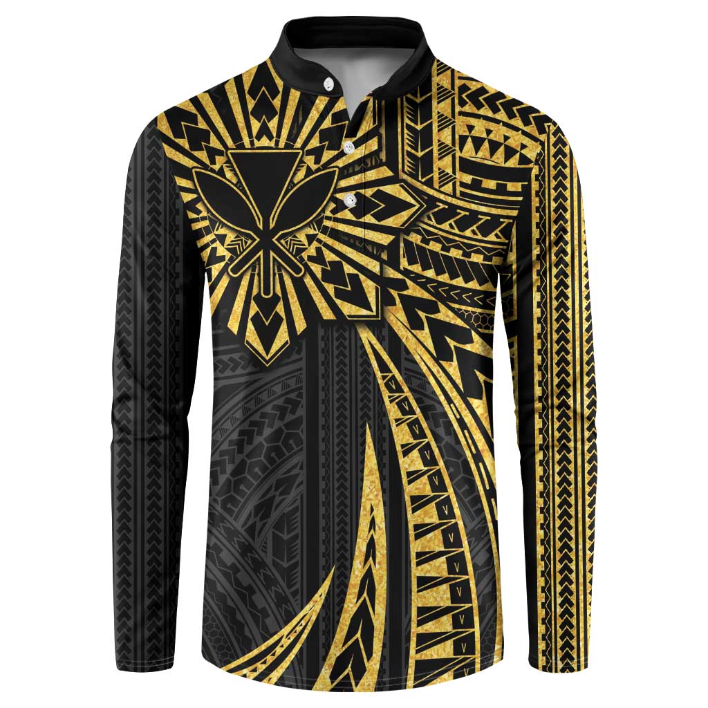 Hawaii And Philippines Button Sweatshirt Kanaka Maoli With Tribal Sun Together Gold LT05 Gold - Polynesian Pride