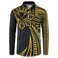 Hawaii And Philippines Button Sweatshirt Kanaka Maoli With Tribal Sun Together Gold LT05 Gold - Polynesian Pride