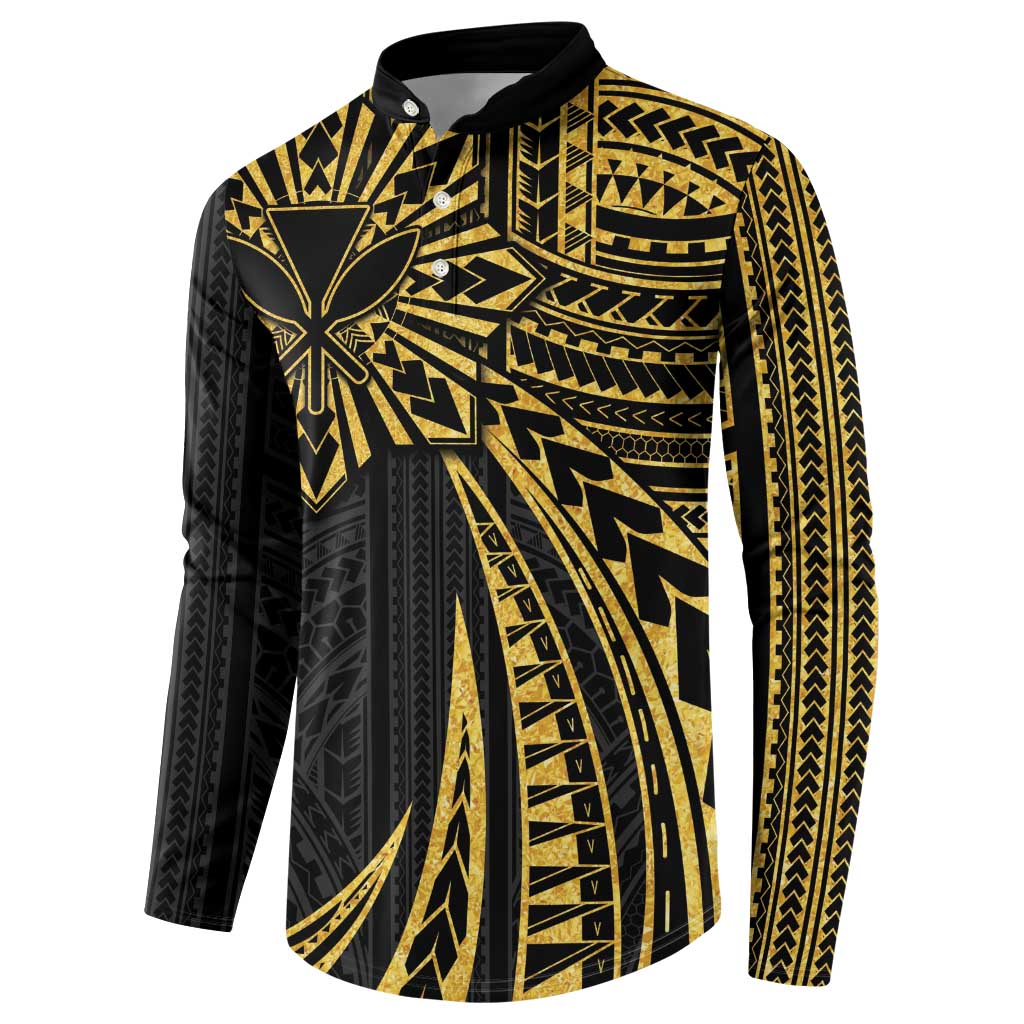 Hawaii And Philippines Button Sweatshirt Kanaka Maoli With Tribal Sun Together Gold LT05 - Polynesian Pride
