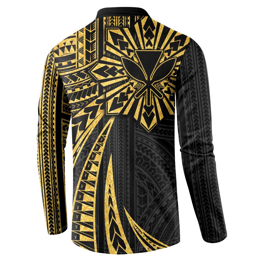 Hawaii And Philippines Button Sweatshirt Kanaka Maoli With Tribal Sun Together Gold LT05 - Polynesian Pride