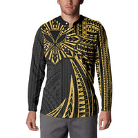 Hawaii And Philippines Button Sweatshirt Kanaka Maoli With Tribal Sun Together Gold LT05 - Polynesian Pride