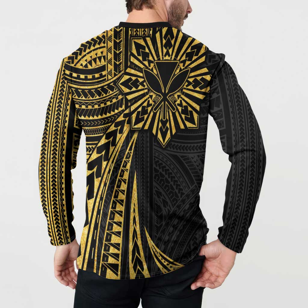 Hawaii And Philippines Button Sweatshirt Kanaka Maoli With Tribal Sun Together Gold LT05 - Polynesian Pride
