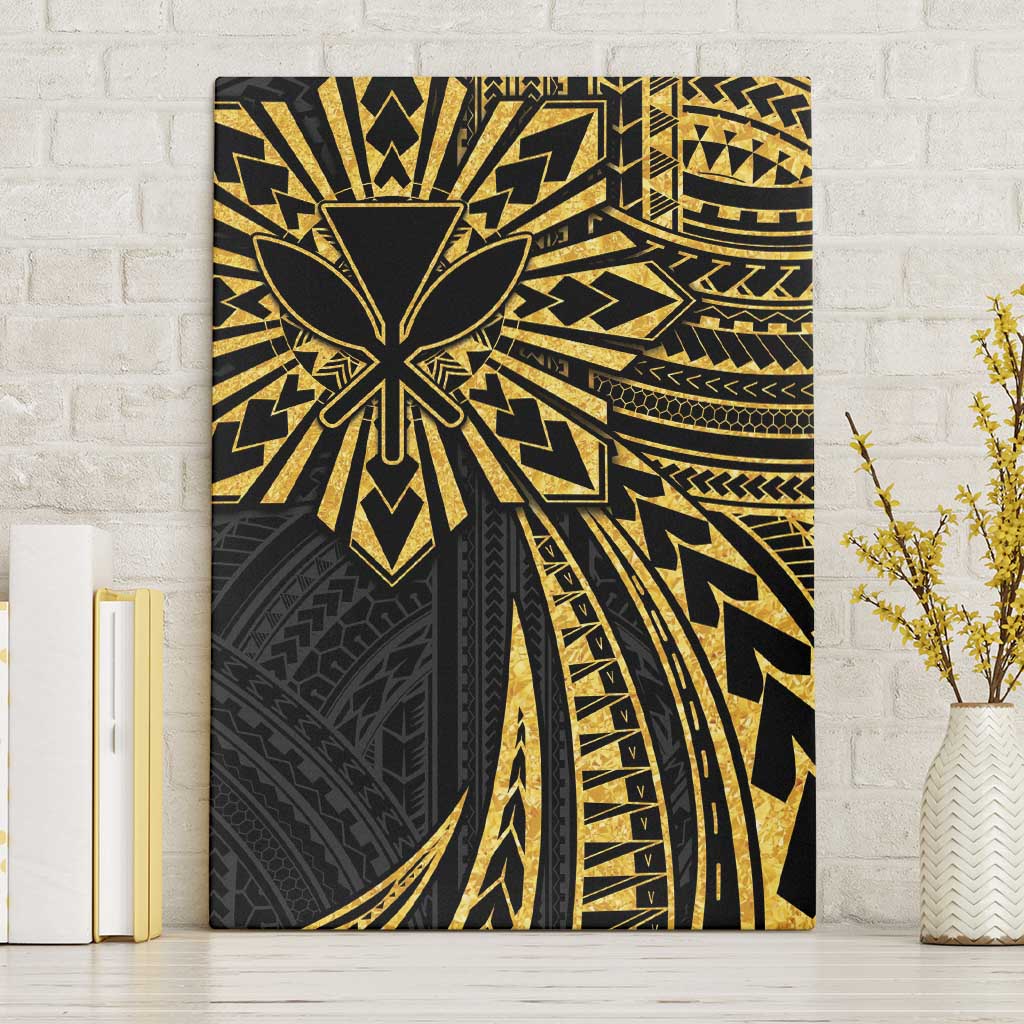 Hawaii And Philippines Canvas Wall Art Kanaka Maoli With Tribal Sun Together Gold LT05 Without Frame Gold - Polynesian Pride