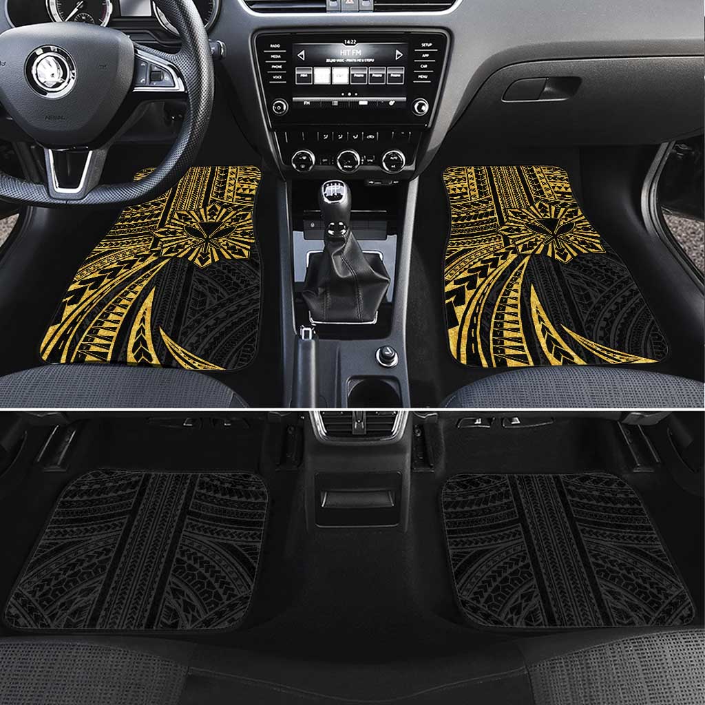 Hawaii And Philippines Car Mats Kanaka Maoli With Tribal Sun Together Gold LT05 Set 4pcs Gold - Polynesian Pride
