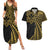 Hawaii And Philippines Couples Matching Summer Maxi Dress and Hawaiian Shirt Kanaka Maoli With Tribal Sun Together Gold