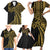 Hawaii And Philippines Family Matching Short Sleeve Bodycon Dress and Hawaiian Shirt Kanaka Maoli With Tribal Sun Together Gold