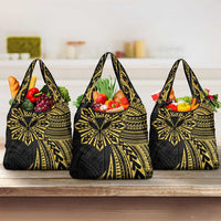 Hawaii And Philippines Grocery Bag Kanaka Maoli With Tribal Sun Together Gold LT05 3-pack One Size Gold - Polynesian Pride