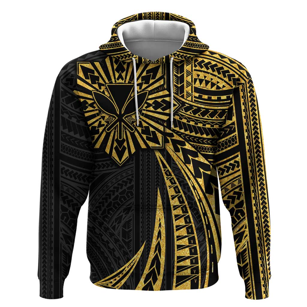 Hawaii And Philippines Hoodie Kanaka Maoli With Tribal Sun Together Gold LT05 Pullover Hoodie Gold - Polynesian Pride