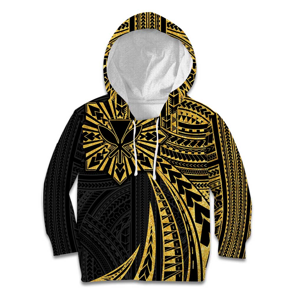 Hawaii And Philippines Kid Hoodie Kanaka Maoli With Tribal Sun Together Gold