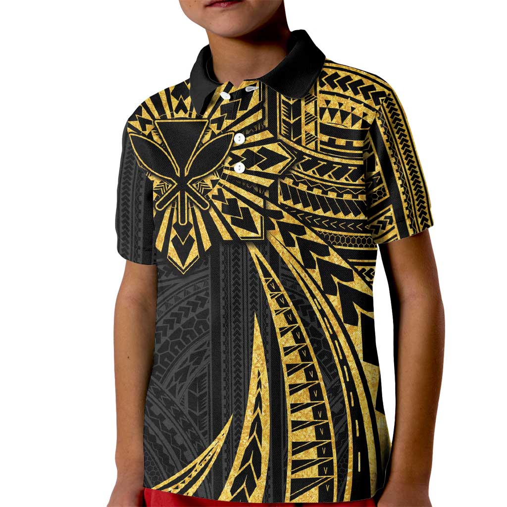 Hawaii And Philippines Kid Polo Shirt Kanaka Maoli With Tribal Sun Together Gold LT05 Kid Gold - Polynesian Pride
