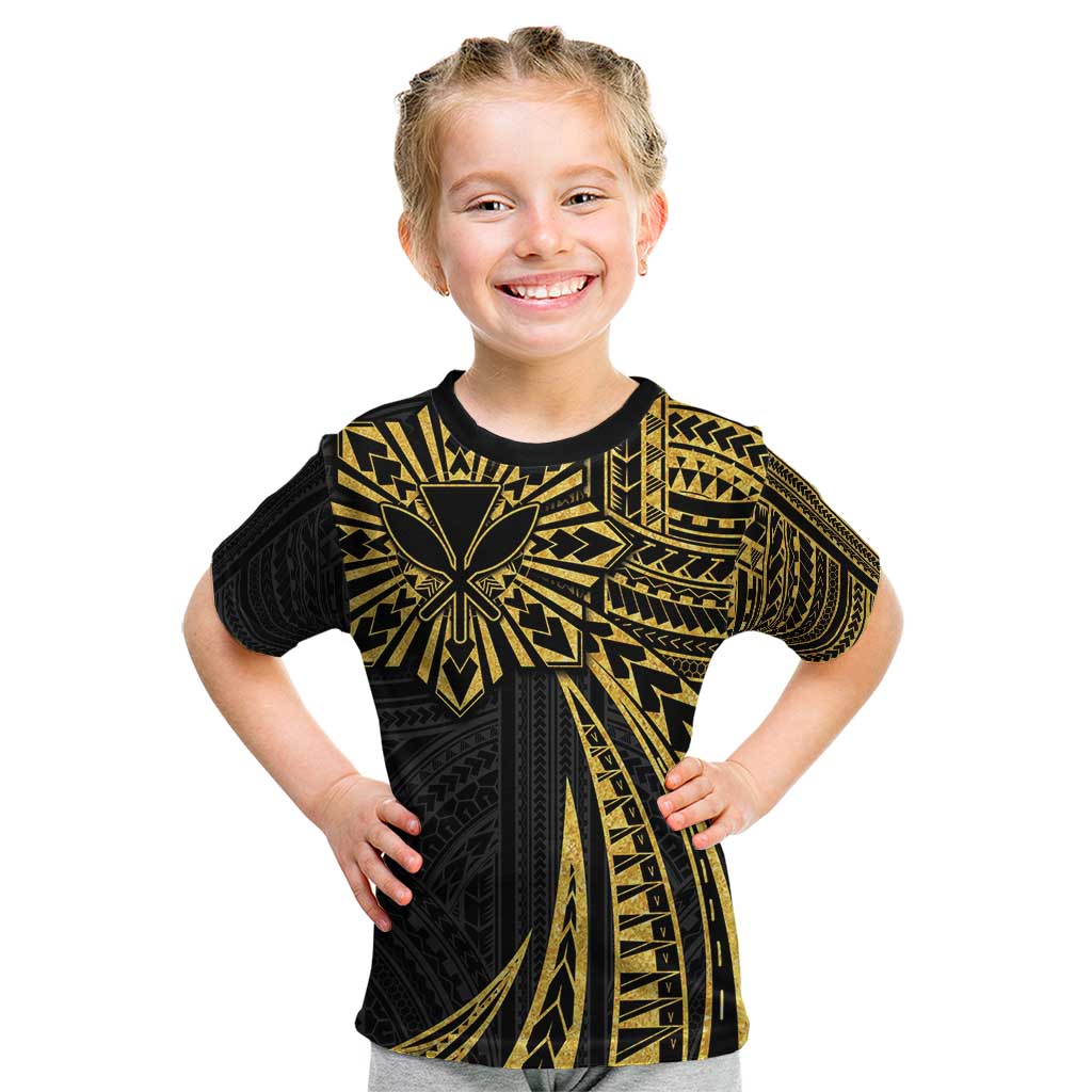 Hawaii And Philippines Kid T Shirt Kanaka Maoli With Tribal Sun Together Gold