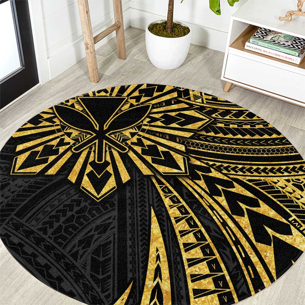 Hawaii And Philippines Round Carpet Kanaka Maoli With Tribal Sun Together Gold LT05 Gold - Polynesian Pride