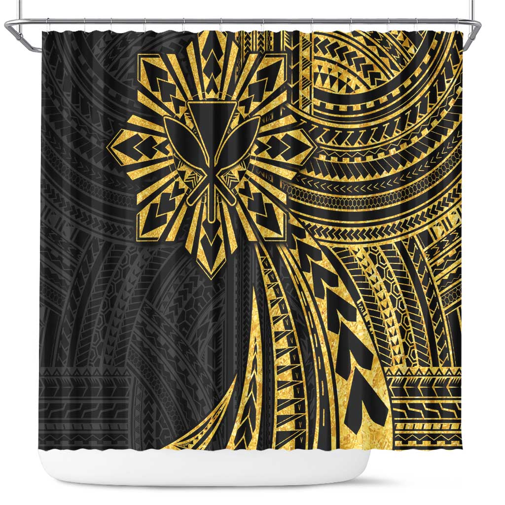Hawaii And Philippines Shower Curtain Kanaka Maoli With Tribal Sun Together Gold LT05 Gold - Polynesian Pride